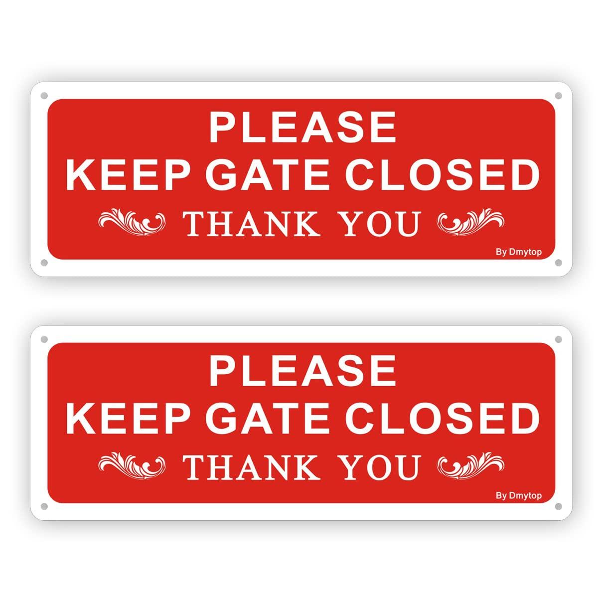 2 Pack Please Keep Gate Closed Sign, 10 x 3.5 x 0.04 Inches Rust Free Aluminum UV Protected Weather Resistant