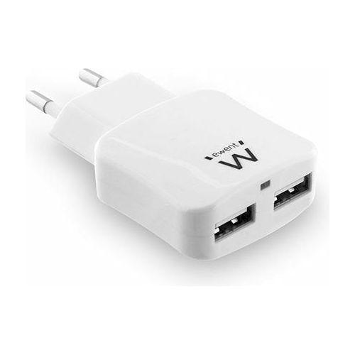 Ewent EW1302 12W 2-Port USB Charger with Smart IC Technology for iPhone, iPad, Samsung Galaxy, Huawei, Xiaomi etc 0