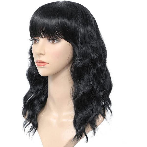 ColorfulPanda 14" Black Wavy Curly Bob Wigs for Women Girls Natural Looking and Heat Resistant Synthetic Hair Short Wig with Fringe for Daily Cosplay Party 2