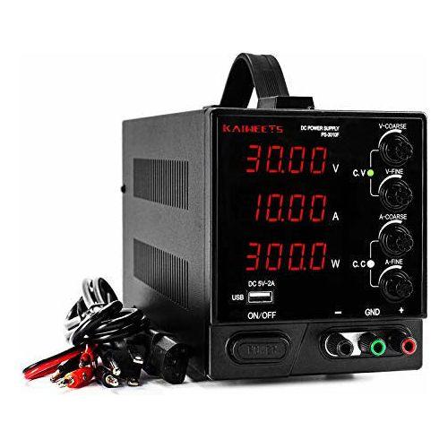 DC Power Supply Variable (0-30V, 0-10A) KAIWEETSÂ® Lab Power Supply, 4-Digital LED Display Adjustable Regulated Bench Power Supply for Lab Teaching, Electronic Repair, DIY, with 5V/2A USB Port 0