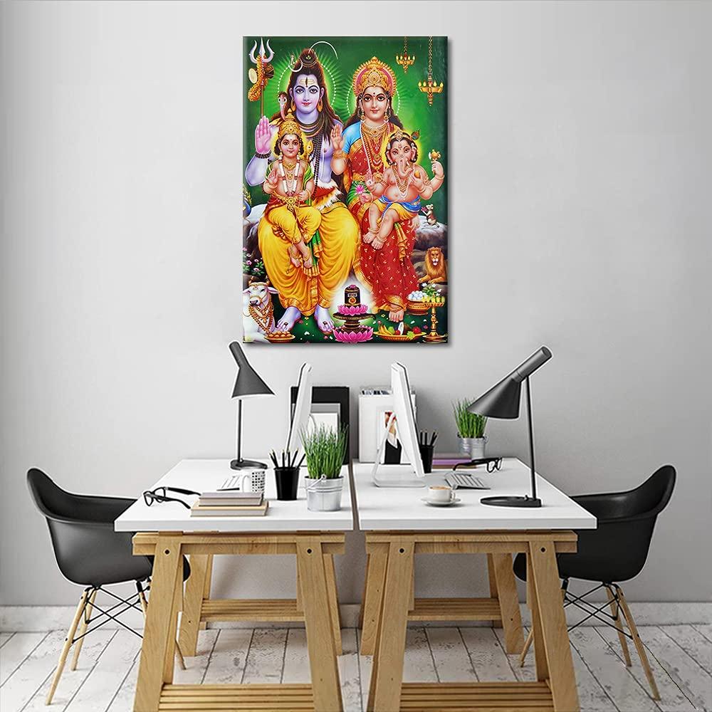 Canvas Wall Art Lakshmi Narasimha Wall Paintings 1 Piece Wall Decoration for Living Room Decor Hindu God Wall Pictures for Bedroom Poster and Print Stretched and Framed Ready to Hang (16''Wx 24''H) 3