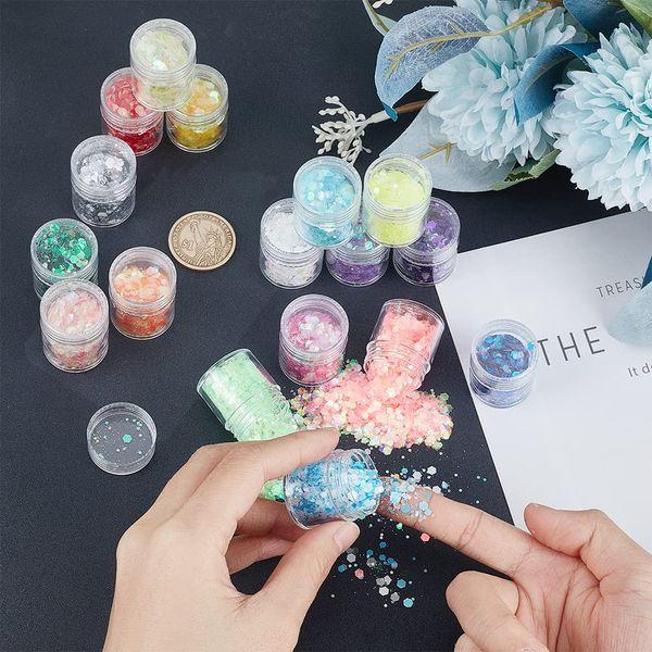 CHGCRAFT 18 Bottles 18 Colours Glow in The Dark Glitter Luminous Shining Nail Art Glitter Sequins for Resin Crafts Epoxy Charm DIY Tips Nail, 1mm to 3mm 2