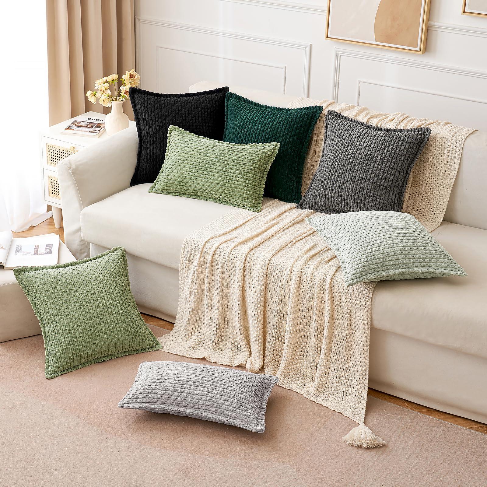 MIULEE Corduroy Christmas Cushion Covers Decorative Soft Throw Pillow Cover Square Pillowcase for Sofa Livingroom Bedroom Chair with Invisible Zipper 16x16 Inch 40x40 cm Set of 2 Cream White 4