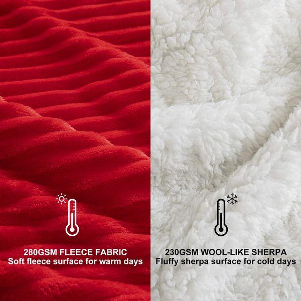 MIULEE Sherpa Fleece Throw Blanket Fluffy Soft Double-Sided Decorative Luxurious Blankets for Sofa Bed Couch Nursery Children Travel/Single Size 125x150cm Red 3