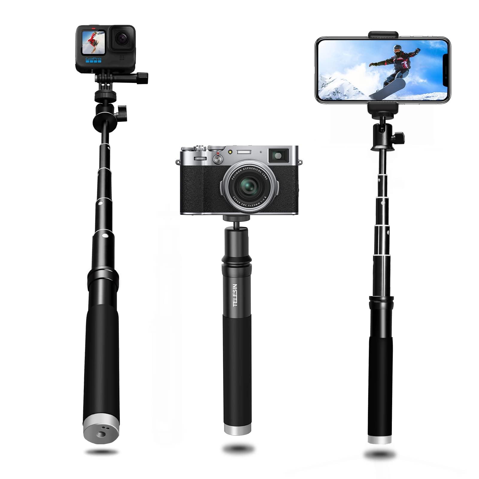 AuyKoo Waterproof Selfie Stick for GoPro, Aluminium Alloy Selfie Stick Monopod for Smartphone GoPro Hero 12 11 10 9 8 7 6 5 4 Black,SJCAM,Sony,Insta360,DJI OSMO,Xiaomi Yi,AKASO,SARGO 0