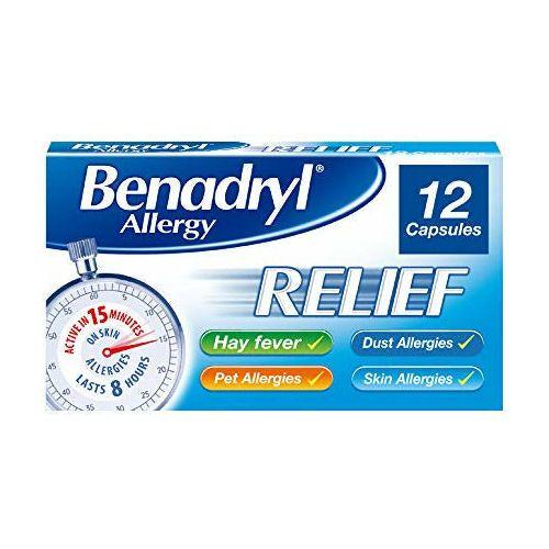 Benadryl Allergy Relief Capsules - Fast-Acting Antihistamine Capsules - Starts to work in 15 minutes - 12 Capsules 0