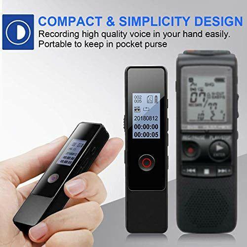 Digital Voice Recorder, SKEY USB 1536Kbps 8GB Music Dictaphone MP3 Player Microphone Audio Professional Recording Mac Compatible Rechargeable Pocket Dictation Machine Lectures Meetings 3