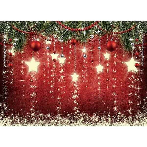 INRUI Red Christmas Photography Backdrop Glittering Stars Christmas Photo Backdrop Children Newborn Christmas Backdrop (8x6FT) 3