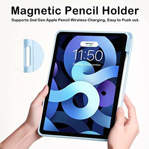 SIWENGDE Case for iPad 10.9 Air5 2022, Full Body Protective Rugged Shockproof for iPad Air 4 2020Case,Tri-Fold Folding Smart Cover for iPad 10.9 Inch,Support Apple Pencil Charging-Light Blue 4