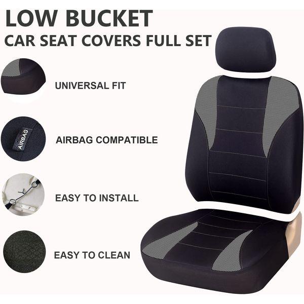 AUTOYOUTH Car Seat Covers Full Set for Trucks SUV Van Auto (Full Set) - Gray Front Seat Covers for Cars with Split Rear Bench Back Seat Cover for Man Lady Breathable Airbag Compatible 3zipper Bench 4