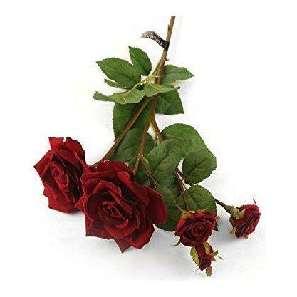 Floral Elegance Artificial 87cm Single Stem Burgundy Spray Rose Flowers x 6 3