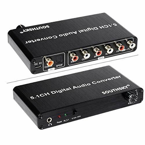 SOUTHSKY 5.1CH DAC Converter, Audio Decoder, Digital to Analog,Optical Coaxial Toslink to 6 RCA 3.5mm Jack, Support Dolby AC-3 DTS PS4 0