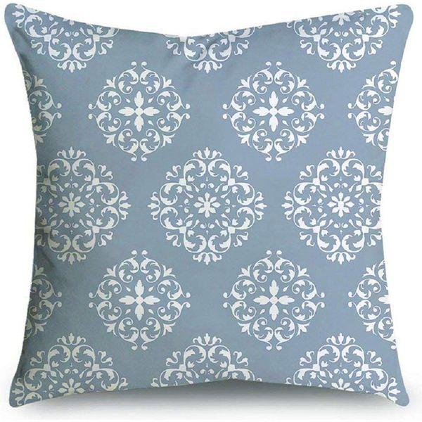 BCKAKQA Cushion Cases 4 Pack 45cm x 45cm Blue and Grey Decorative Cushion Covers 18x18 inches Linen Square Throw Pillow Covers for Bedroom Living Room Sofa Couch Bed Pillow Cases 1