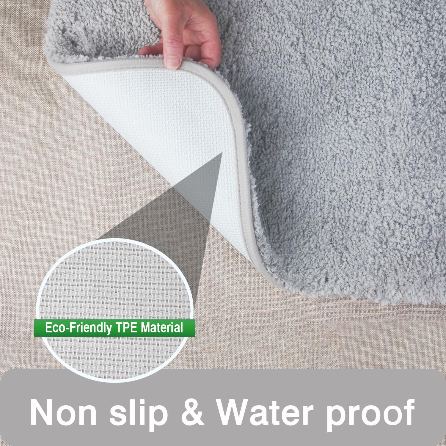 FCSDETAIL Non-slip Bath Mat 80 x 150 cm, Quick Dry Absorbent Bathroom Rug, Machine Washable Soft Microfiber Carpet for Tub, Shower, Floor, Light Gray 4