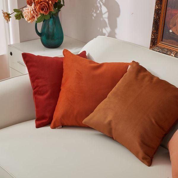 Tayis Velvet Cushion Covers 45 x 45 cm Set of 4 Soft Decorative Square Pillow Covers Washable Dirt Resistant Throw Pillow Cases for Sofa Couch Living Room Bedroom 18x18 Inches - Camel Brown 2