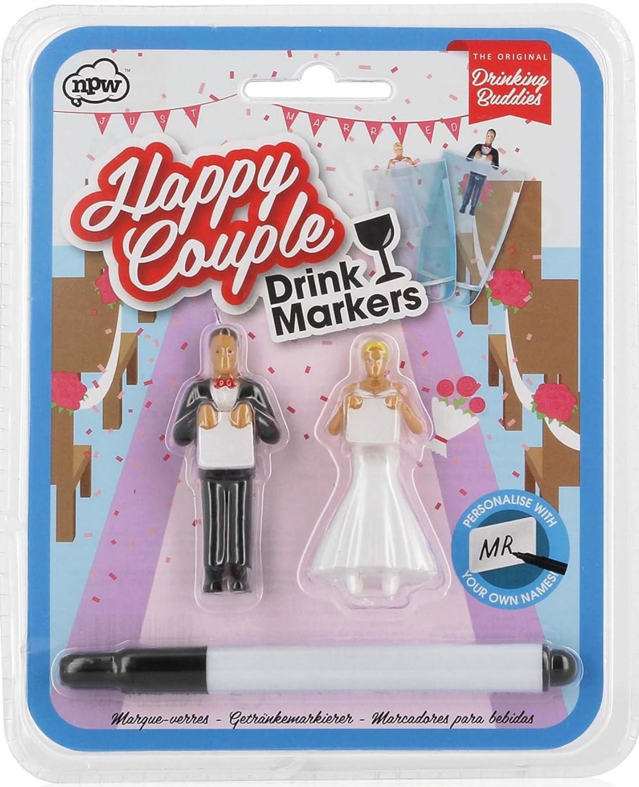 Case of 96 Sets of Happy Couple "Drinking Buddies" Wedding Glass Favours.