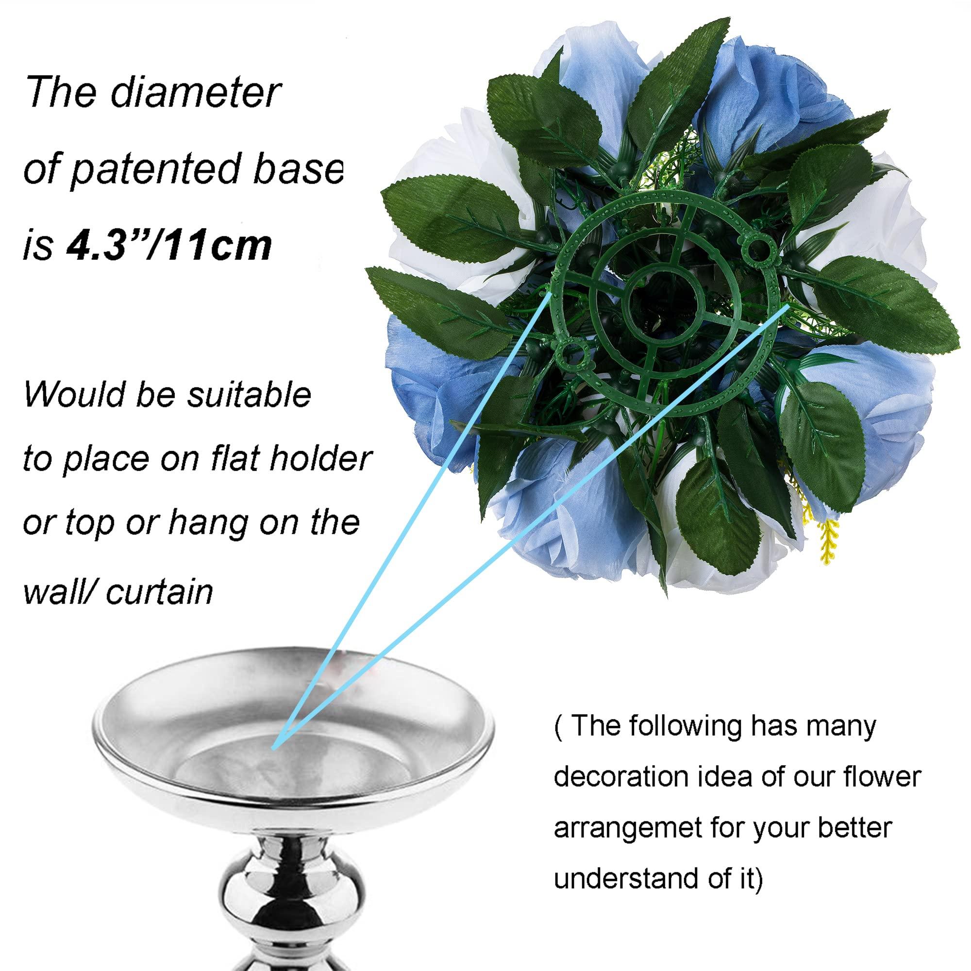 BLOSMON Flower Centerpieces for Tables Wedding 10 Pcs Dusty Blue Fake Flowers Rose Arrangement Bouquet Floral Centerpiece Balls Artificial Wedding Center Pieces of Valentines Day Home Party Decor 4