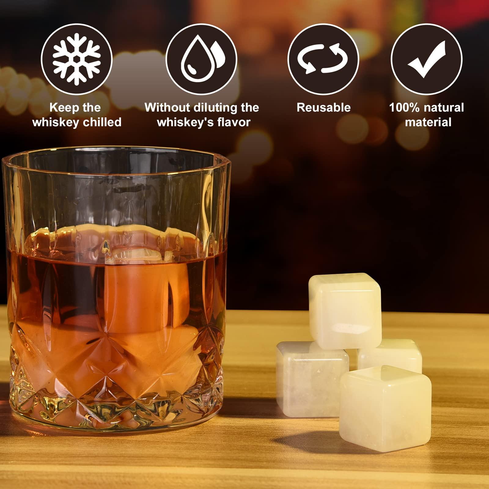 EooCoo 8pcs Marble Whisky Stones Gift Set for Men, Premium Wooden Box with Glasses,Two-Color Design Suitable for Couples/Friends, Easy Storage, for Anniversary Birthday Wedding Housewarming 2
