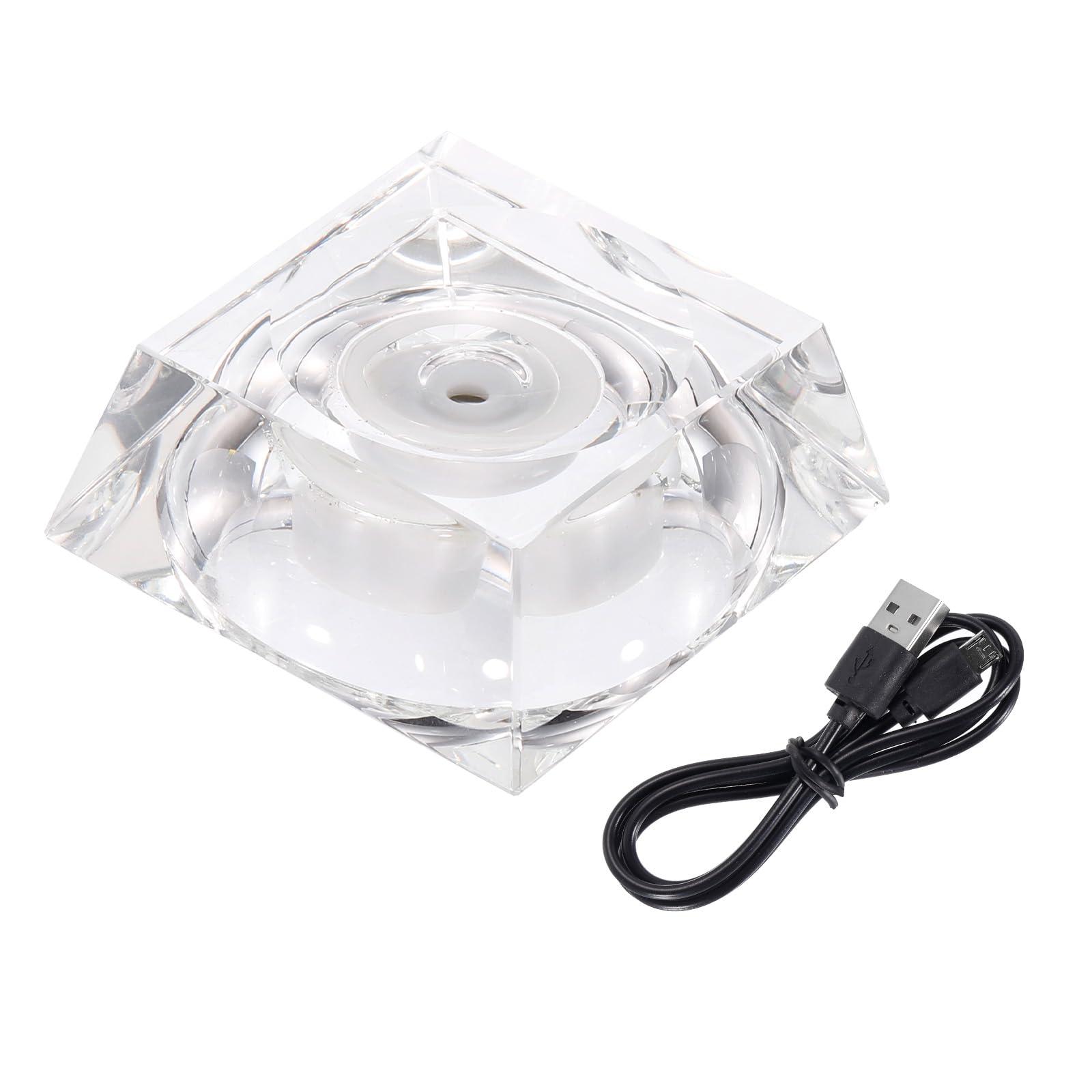 sourcing map Crystal LED Displays Base Stand Holders 70x55x30mm Powered by USB Charge Transparent for Glass Crystal Artwork Decoration 0