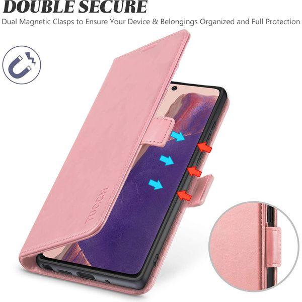 TUCCH Galaxy Note 20 Ultra Wallet Case, Magnetic PU Leather Case[Card Slot][Kickstand][RFID Blocking] Protective Flip Cover[Shockproof TPU Cover] Compatible with Galaxy Note 20 Ultra(6.9), Rose Gold 3