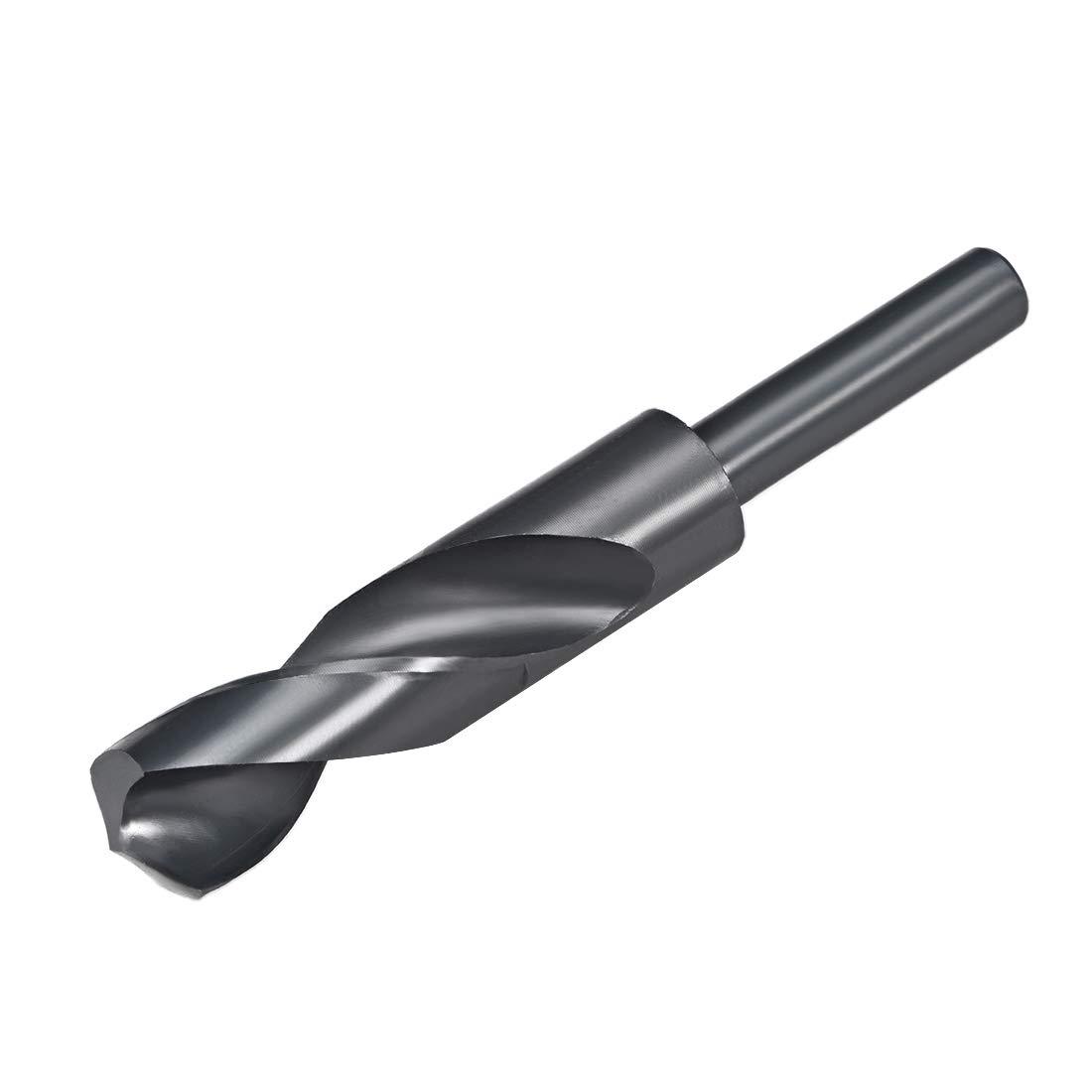 sourcing map Reduced Shank Drill Bit 22.5mm High Speed Steel HSS 6542 Black Oxide with 1/2 Inch Straight Shank