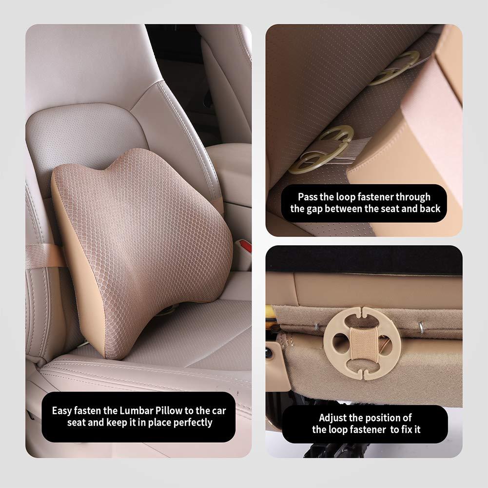 Livtribe Lumbar Support Pillow for Car, Memory Foam Back Support Cushion Universal Fit for Car, SUV, Truck, Office Chair, Wheelchair (Beige) 3