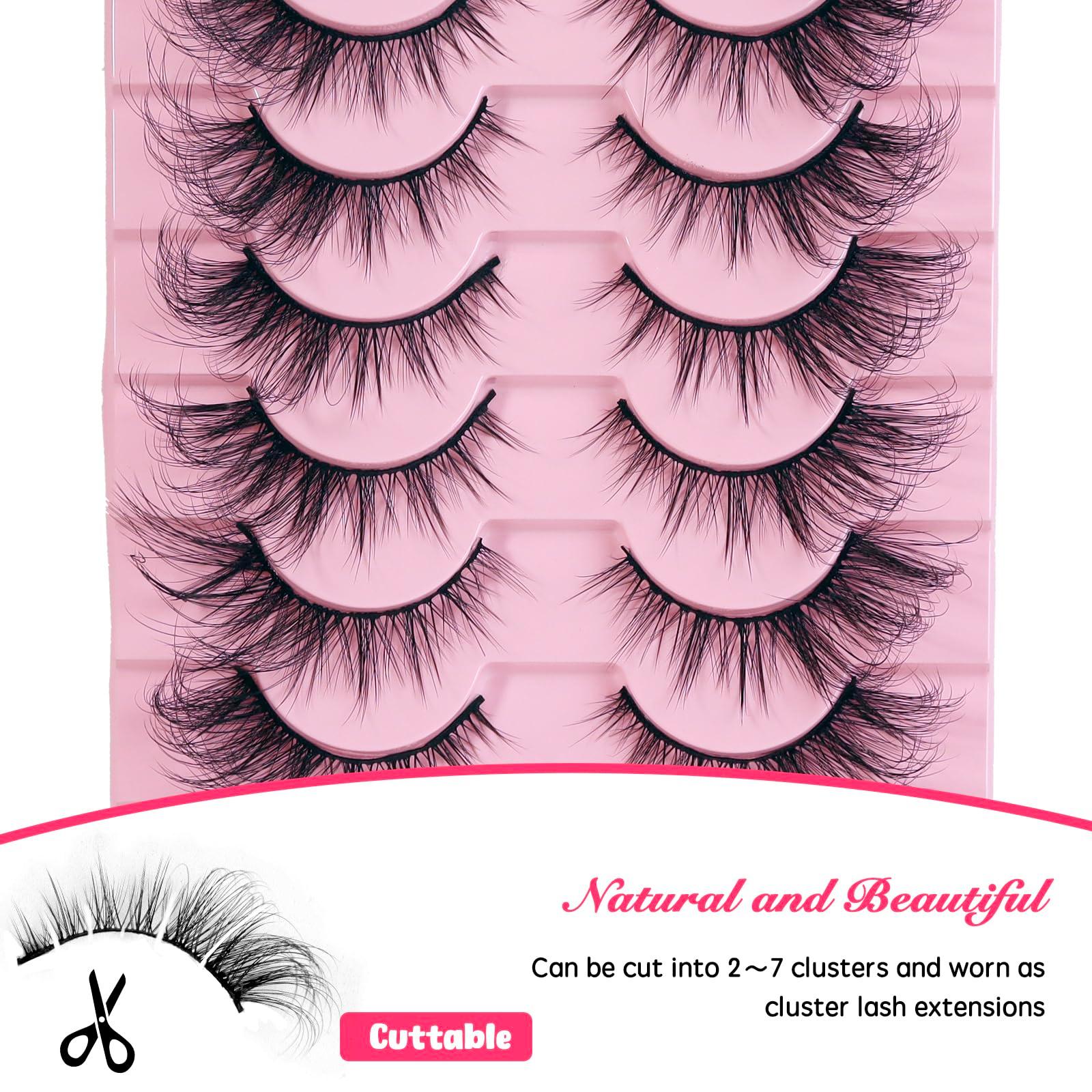 Manga Lashes Natural Wet Look Wispy Spiky Lashes 10 Pairs Anime Eyelashes Wispy Natural Lashes Extension Strip Thai Fake Eye Lashes Handmade Thick Soft Fake Eyelashes (Fox＆Cat A03) 2