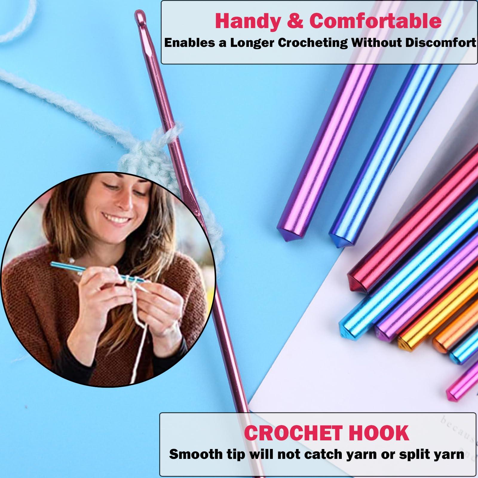 IFUNY 105 Pcs Crochet Hooks Set, Crochet Kits for Beginners Adults,Full Size Soft Handles Aluminium Crochet Hooks,Knitting Stitch Marker Needles,Tools DIY Knitting Yarn Kit with storage bag 4