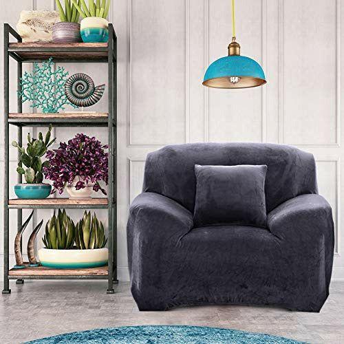 INMOZATA Sofa Cover High Stretch Soft Fur Velvet Sofa slipcovers Protector 1 2 3 Seater Couch Covers for L Shape Sofa Tub Chairs Love Seat, 195-230cm (Grey) 2