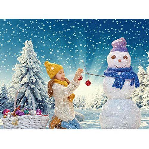Allenjoy 8x6ft Snow Wonderland Pine Tree Backdrop Christmas Winter White Snowflake Forest Photography Background Bokeh Glitter Portrait Party Decorations Photobooth Banner Photo Studio Props 2