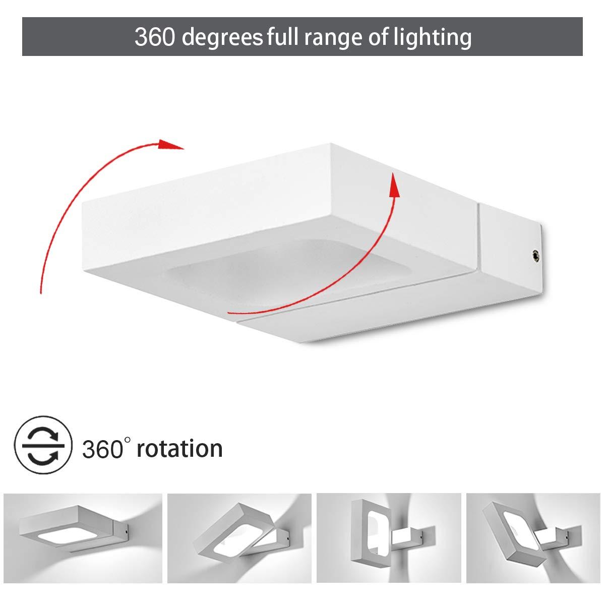 HAOFU 10W LED Wall Lamps High Bright Modern Wall Lamp Indoor Wall Lighting Lighting Wall Lamp Hallway Stairs Hotels Lights, 145 * 130 * 30mm, 6000K (White + cool white) 3