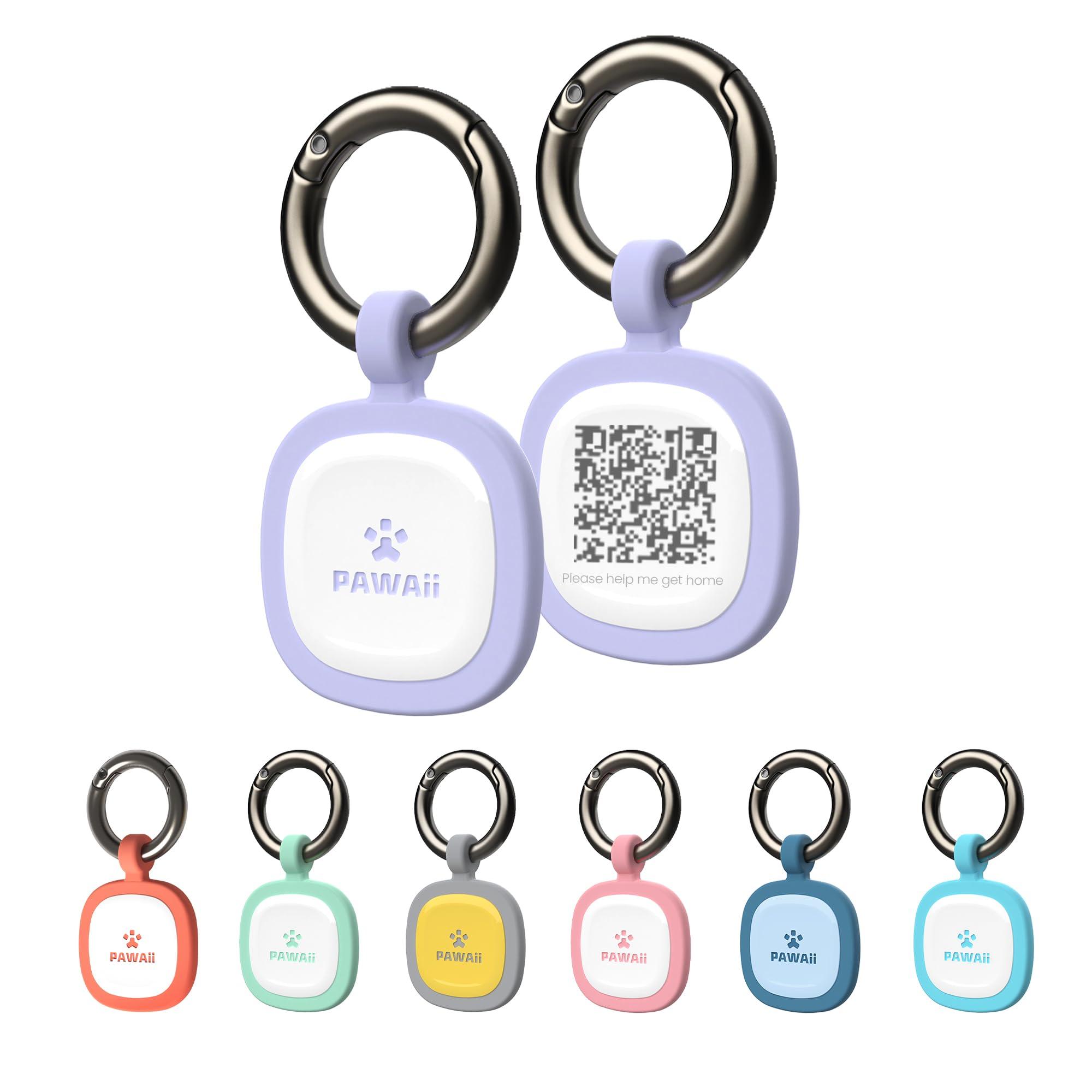 Pawaii QR Code Pet ID Tag, Dog Tag with QR Code, Silent Silicone Dog ID Tag, Modifiable Pet Online Profile, Free Online Pet Page Emergency Contact(Sky Blue)