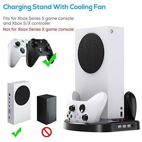 FASTSNAIL Cooling Stand Compatible with Xbox Series S Console, Xbox Series S Vertical Stand with Cooling Fan Cooler, Dual Charging Dock Compatible with Xbox Series Controller Charger Docking Station 1