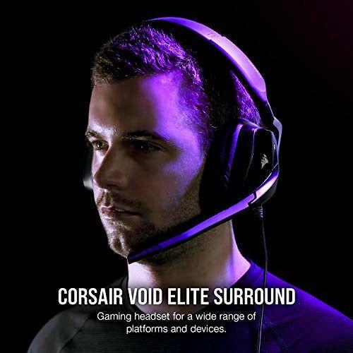 Corsair VOID ELITE Surround Gaming Headset (7.1 Surround Sound, Optimised Omnidirection Microphone with PC, PS4, Xbox One, Switch and Mobile Compatibility) Black 1