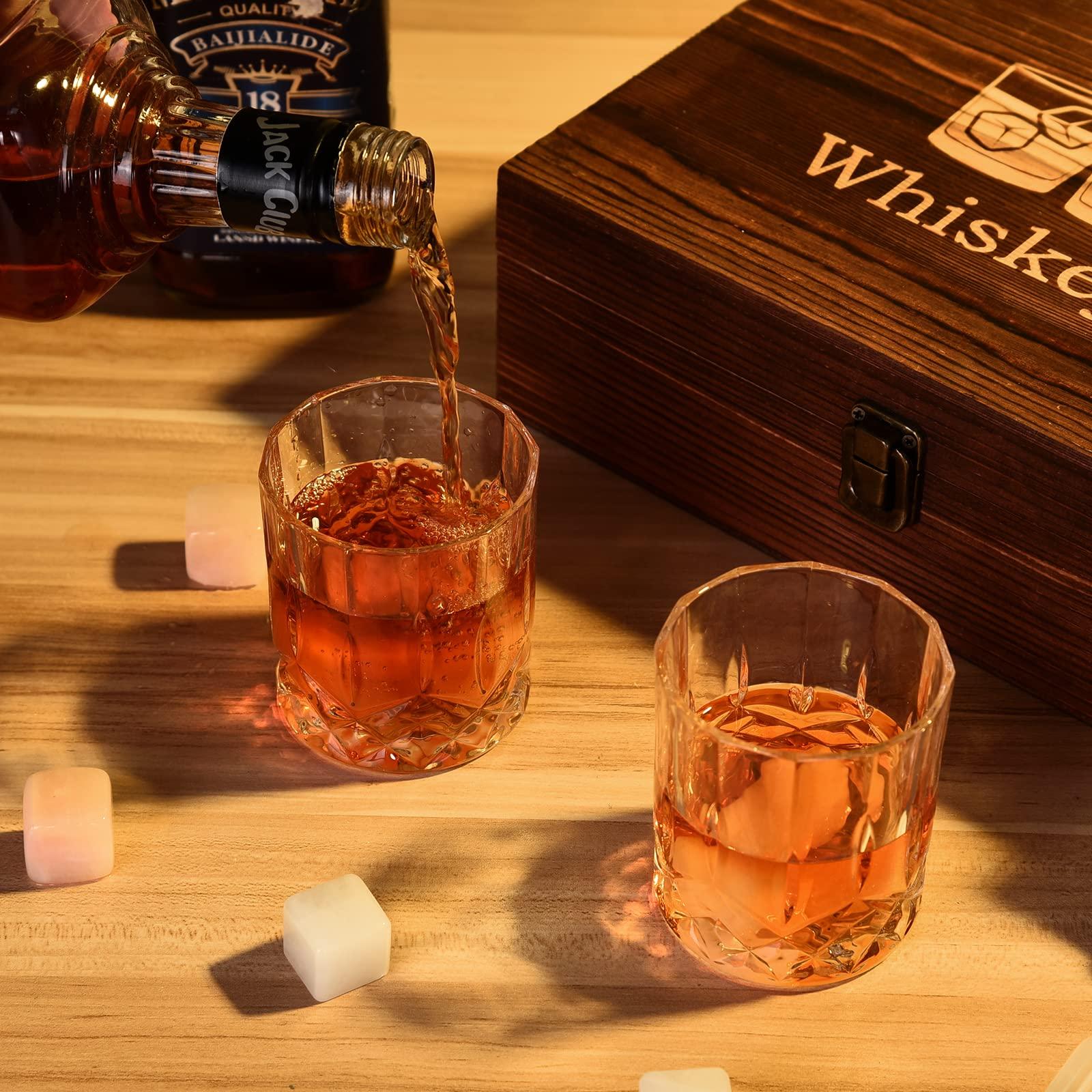 EooCoo 8pcs Marble Whisky Stones Gift Set for Men, Premium Wooden Box with Glasses,Two-Color Design Suitable for Couples/Friends, Easy Storage, for Anniversary Birthday Wedding Housewarming 4