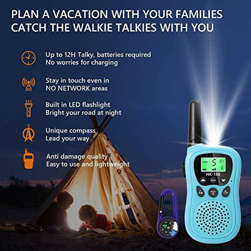 3 Pack Walkie Talkies for Kids, Toys for 3-12 Year Old Boys Girls, 8 Channels 2 Way Radio Toy with Backlit LCD Flashlight, 3 KM Range for Outdoor Adventures, Camping, Hiking (Pink & Green & Blue) 4