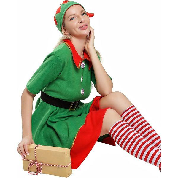 AudMsier Festive Elf Clothing, Elf Hat, Shirt, Trousers in Set, Christmas, Carnival, Cosplay Outfit 3