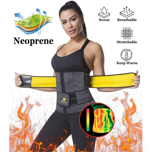 NINGMI Waist Trainer for Women Sauna Sweat Belt Neoprene Waist Trimmer Corset Waist Cincher Slimming Sports Girdle Gray 1