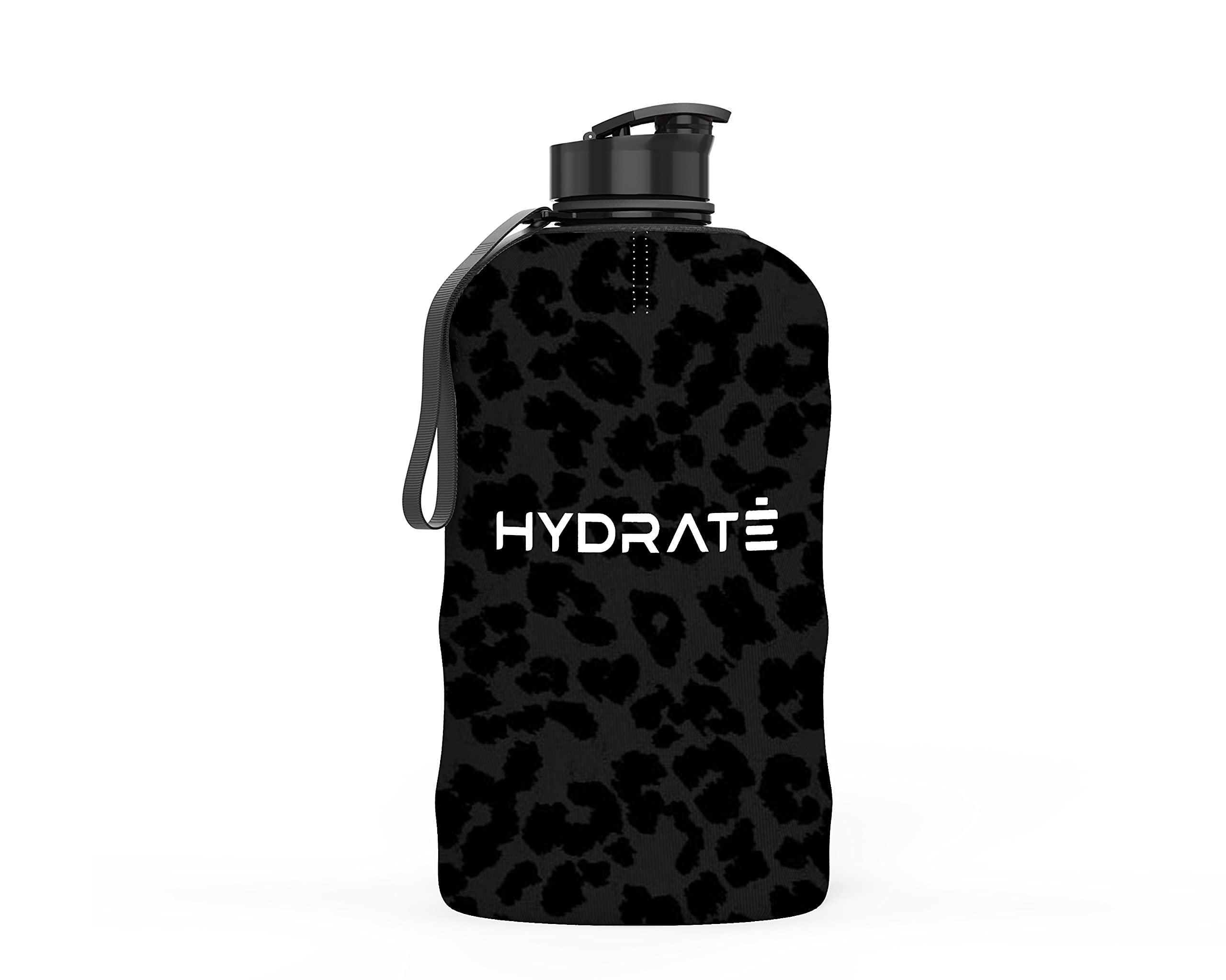 HYDRATE Black Leopard Prints Sleeve Accessory for 2.2 Litre Jug - Protective and Insulating Layer for XL Water Jugs - Insulated Cover for Gym Drinking Bottles - Ideal for Daily Use, Outdoors or Sports