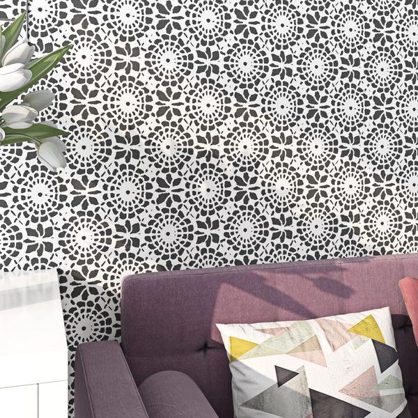 ReWallpaper 44.5cm x 7m Peel and Stick Wallpaper Floral Black and White Self Adhesive Wallpaper Lining Paper for Walls Living Room Bedroom Bathroom Kitchen Cupboards Sticky Back Plastic Patterned 2