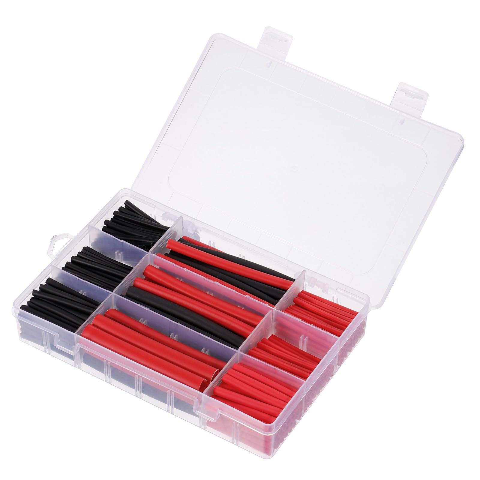 sourcing map 300pcs Heat Shrink Tubing Kit 3:1 Dual Wall Adhesive Heat Shrink Tube 1/8" 3/16" 1/4" 3/8" for Electrical Cable Wire Wrap 5 Size