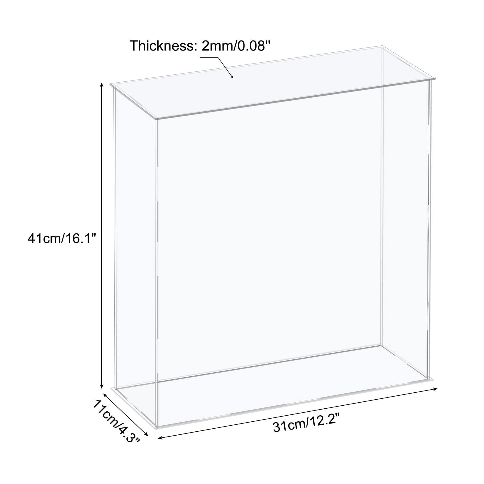 sourcing map Acrylic Display Case Plastic Box Cube Storage Box Clear Assemble Showcase 31x11x41cm for Collectibles 1