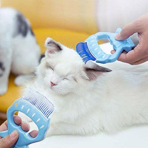 INTVN Cat Comb, 1 pieces Shell Shaped Cat Brush Cat Specific Hair Comb Dog Grooming Hair Removal Cleaning Comb Massager Tool with Non-Slip Handle Suitable for Pet Hair Care and Removal 4