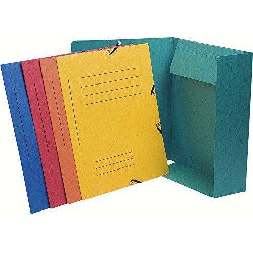 Exacompta Pre-Printed Elasticated 3 Flap Folders, A4, 355 g - Assorted Colours, Pack of 10 4