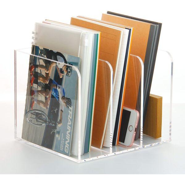 SANRUI Magazine Rack 3 Vertical Compartments Magazine File Holder,Document Folder for Office Organization and Storage,Clear Desk Organizer 0