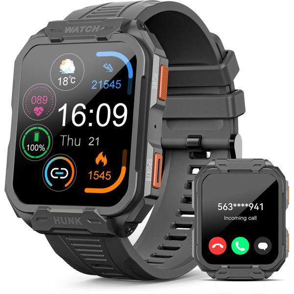 Smart Watch for Men Answer/Make Calls,1.96" Large Screen Military Smart Watch,100 Sport Modes Fitness Watch Tracker with SOP2/Heart Rate/Sleep Monitor,IP68 5ATM Waterproof Outdoor Sports Smartwatch 0