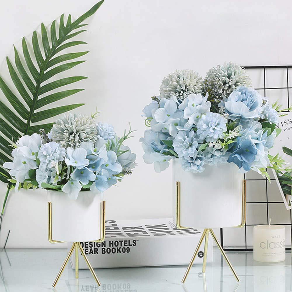 KIRIFLY Artificial Flowers, Fake Peony Silk Hydrangea Bouquet Decor Plastic Carnations Realistic Flower Arrangements Wedding Decoration Table Centerpieces(Blue) 1