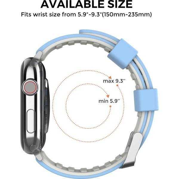 AhaStyle Duotone Strap for Apple Watch Series 7 45mm 44mm 42mm, Breathable Silicone Band Strap Wristband Compatible with Apple Watch Series SE 7/6/5/4/3/2/1 Apple Watch Straps Duotone Bands (Sky Blue, Gray, 45mm/44mm/42mm) 2