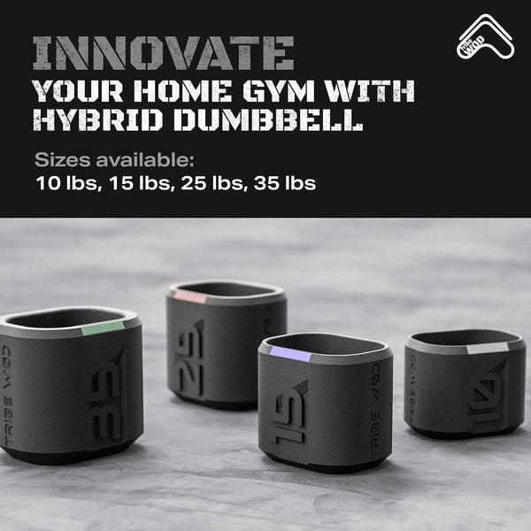 Tribe WOD Dark Elf Hybrid Dumbells 10-35lb / 4.5-16kg - Cross Training Workout Equipment for Muscle Building and Mobility, Cardio Fitness, Weights for Women & Men (Pack of 1) 4