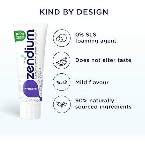 Zendium Gentle Teeth Whitening Toothpaste 75ml - contains natural antibacterial enzymes and proteins - natural protection - restores natural teeth whiteness - SLS free, Triclosan free 2